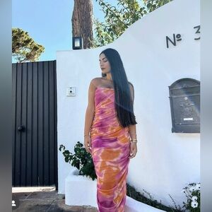 Zara dress tulle bodycon mesh corsety midi pink party shower wedding